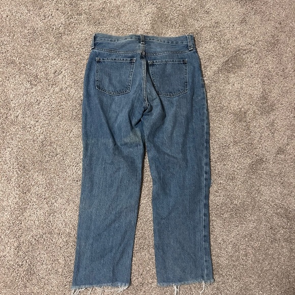 Old Navy High Rise Slouchy Straight Secret Slim Pockets Distressed Blue Jeans - Picture 2 of 2